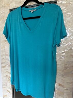 Green Envelope Teal V-Neck Short Sleeve Tee - L/XL